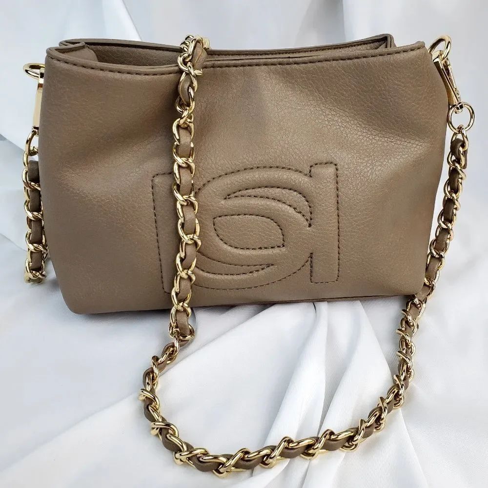 🔹️Bebe Taupe Lara Faux Leather Crossbody Purse